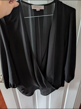 Philosophy Black Wrap Blouse